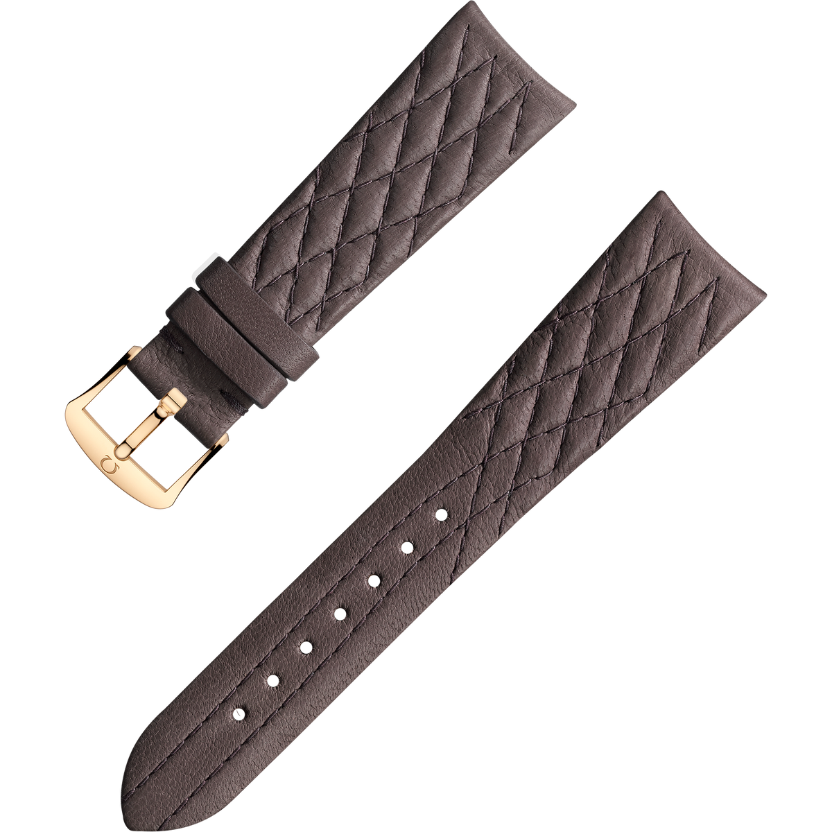 OMEGA Two‑piece strap Taupe brown leather strap with pin buckle — 032CUZ011294W