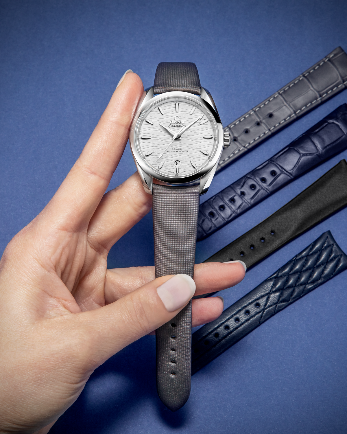 Two-piece strap - Technological-satin grey strap with pin buckle - 032CWZ010006W - View 2