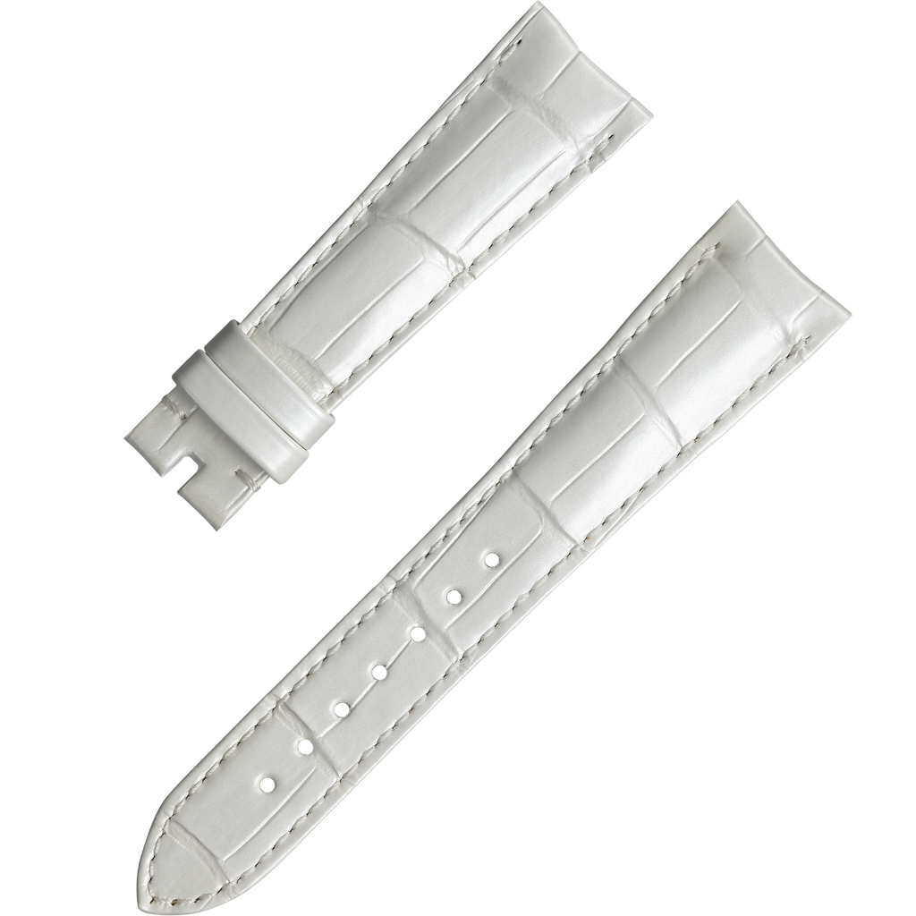 OMEGA Two‑piece strap White alligator leather strap with pin buckle — 032CUZ003887W