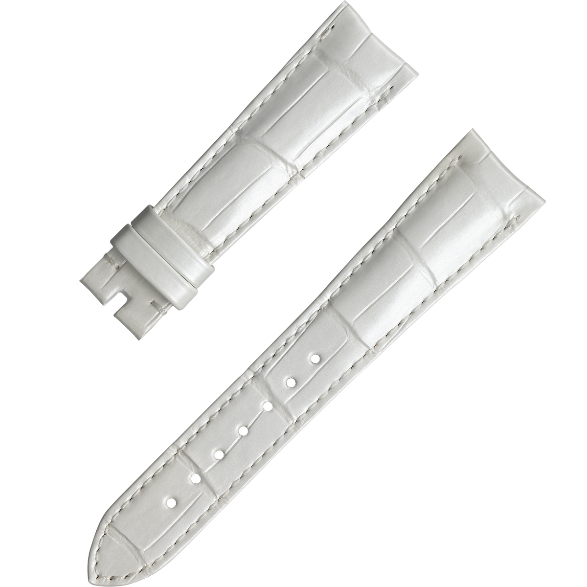 OMEGA Two‑piece strap White alligator leather strap with pin buckle — 032CUZ003887W