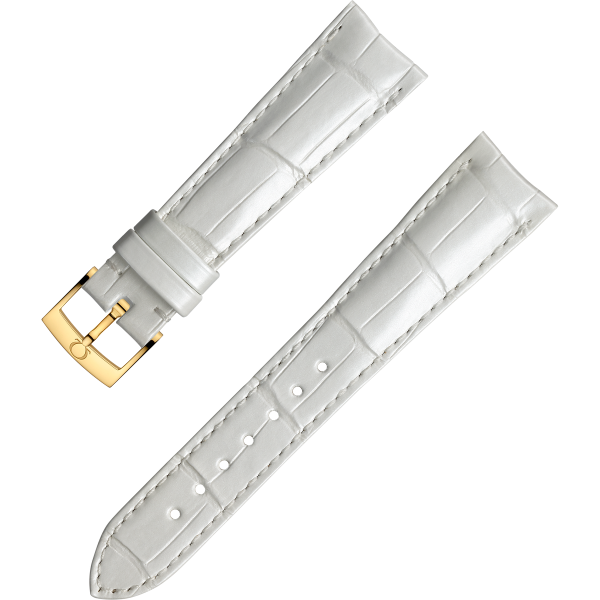 OMEGA Two‑piece strap White alligator leather strap with pin buckle — 032CUZ003887W