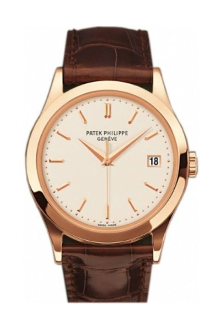 Patek Philippe Calatrava Opaline Dial 18kt Rose Gold Brown Leather Men's Watch 5296R-010 1